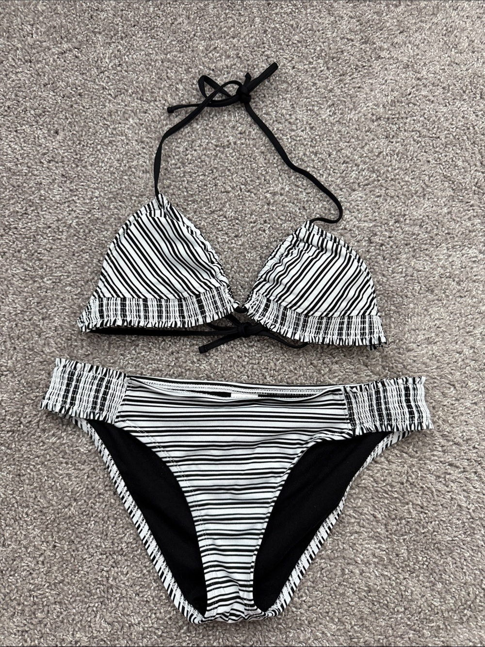 Mossimo Supply Co. Black and White Striped Bikini Set